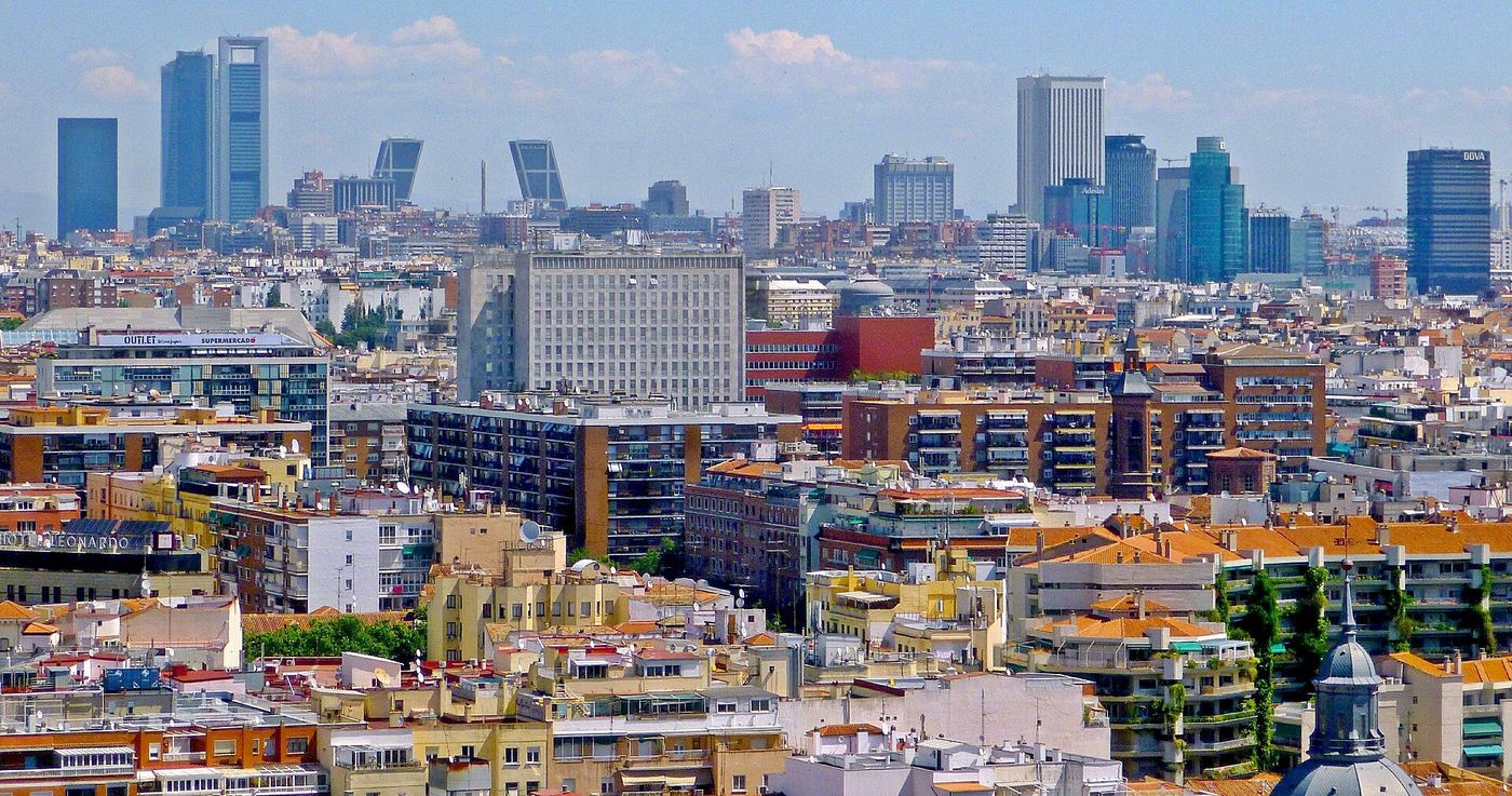 The Gran Via in Madrid at dusk