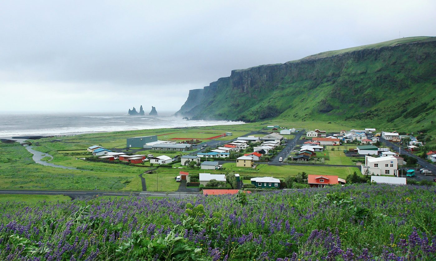 The village of Vik under its cliffs
