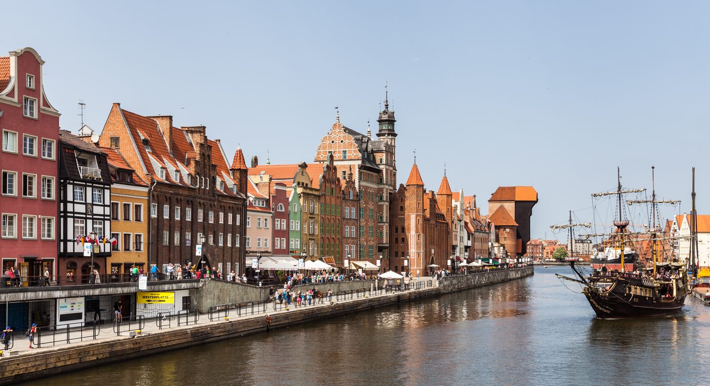 Gdansk waterfront on the Motlawa river