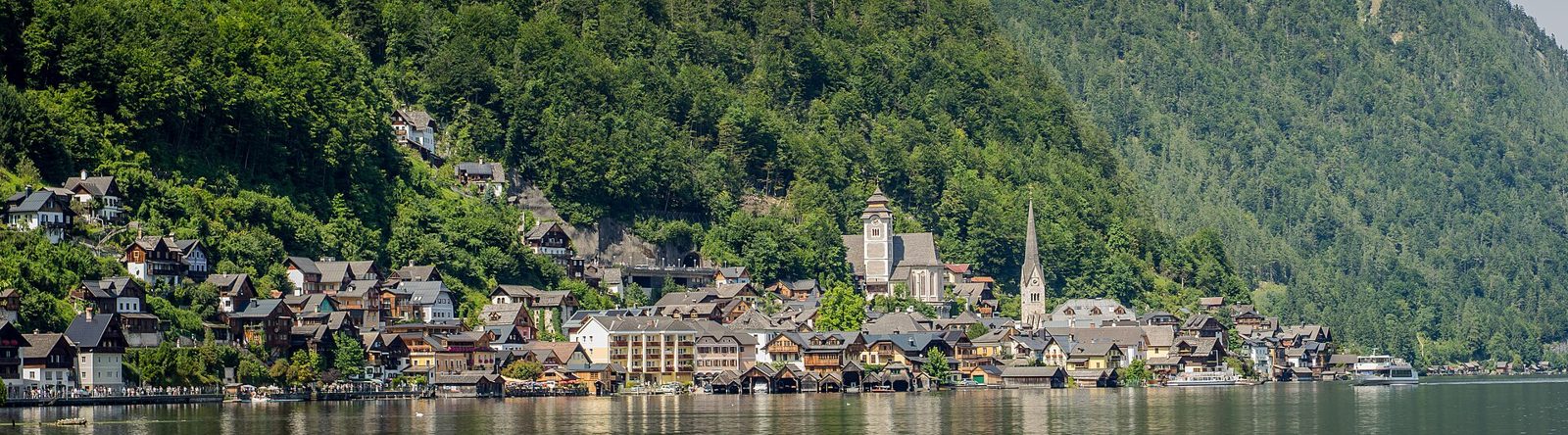 Alpine village and lake in Austria